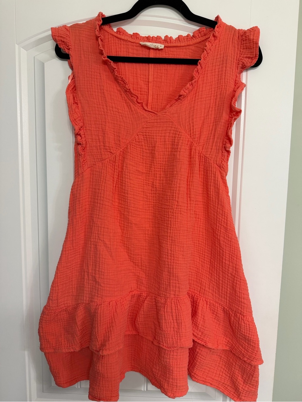 Coral Ruffle V-Neck Women’s Top by